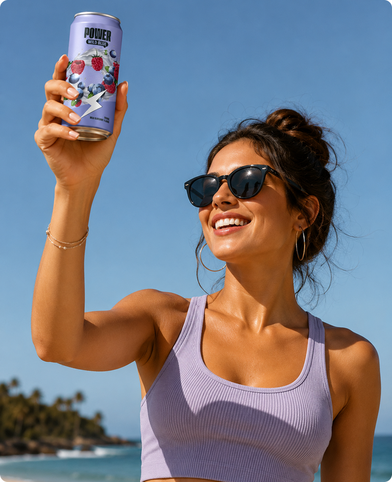 Power Wild Blue Energy Drink – Lifestyle Shot