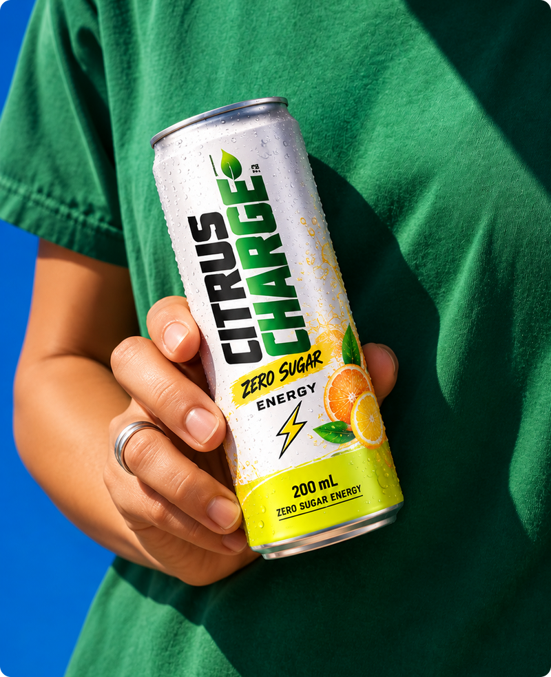 Citrus Charge Zero Sugar Energy Drink 200ml - Lifestyle Shot