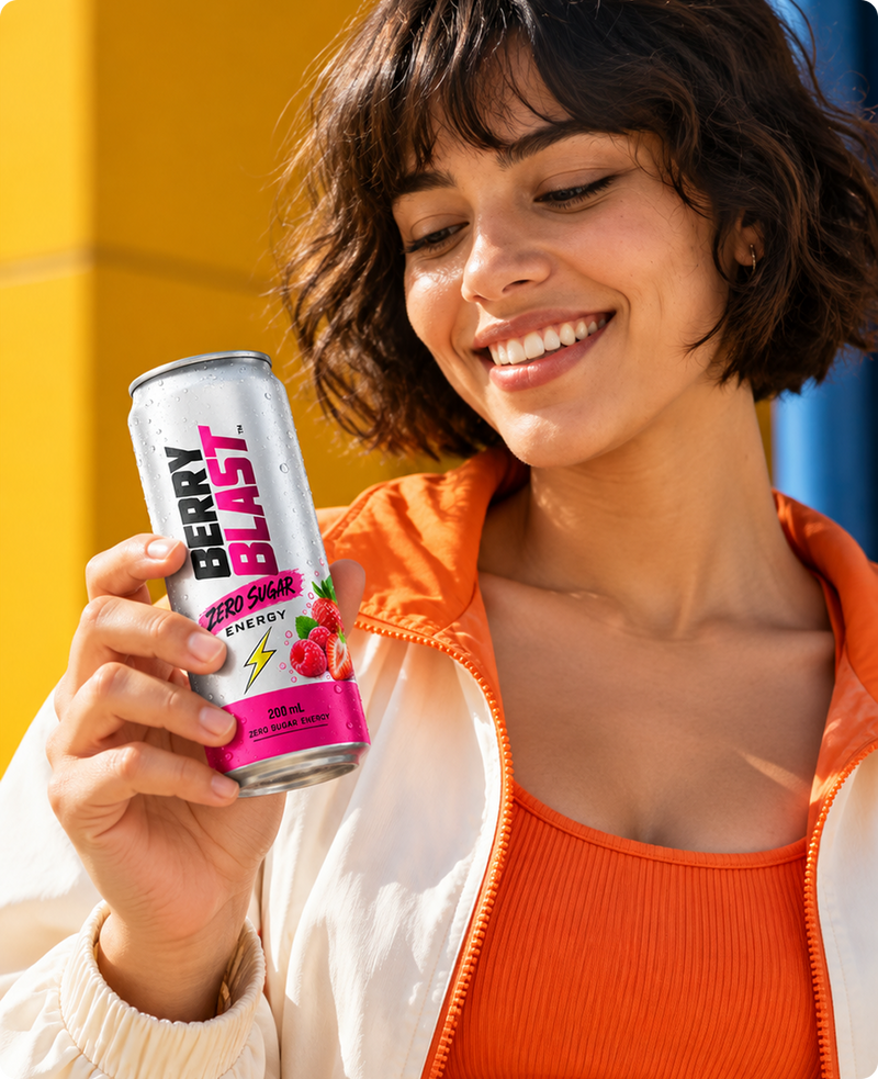 Berry Blast Zero Sugar Energy Drink – Lifestyle Shot