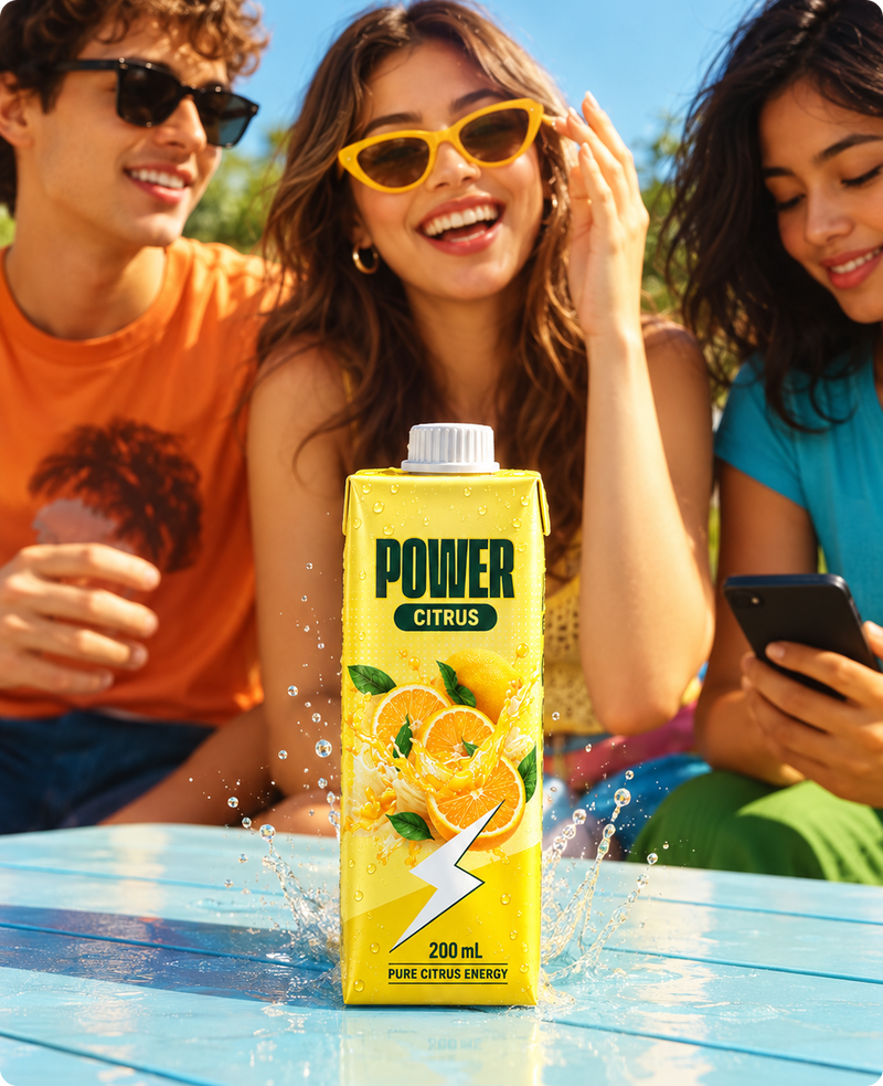 Power Citrus Tetra Pack – Lifestyle Shot