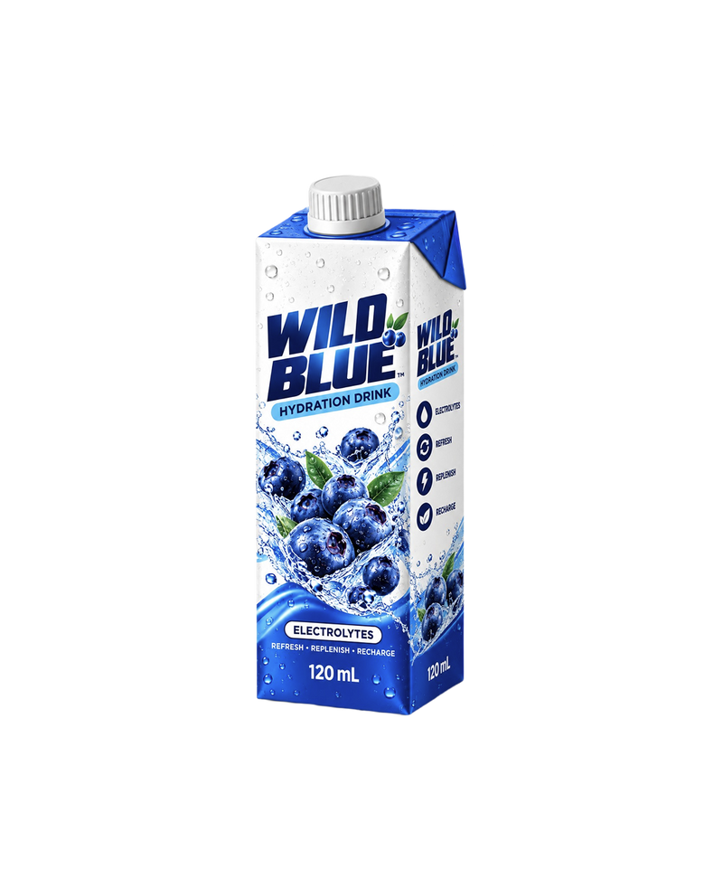 Wild Blue Hydration Drink – Front of Tetra Pack