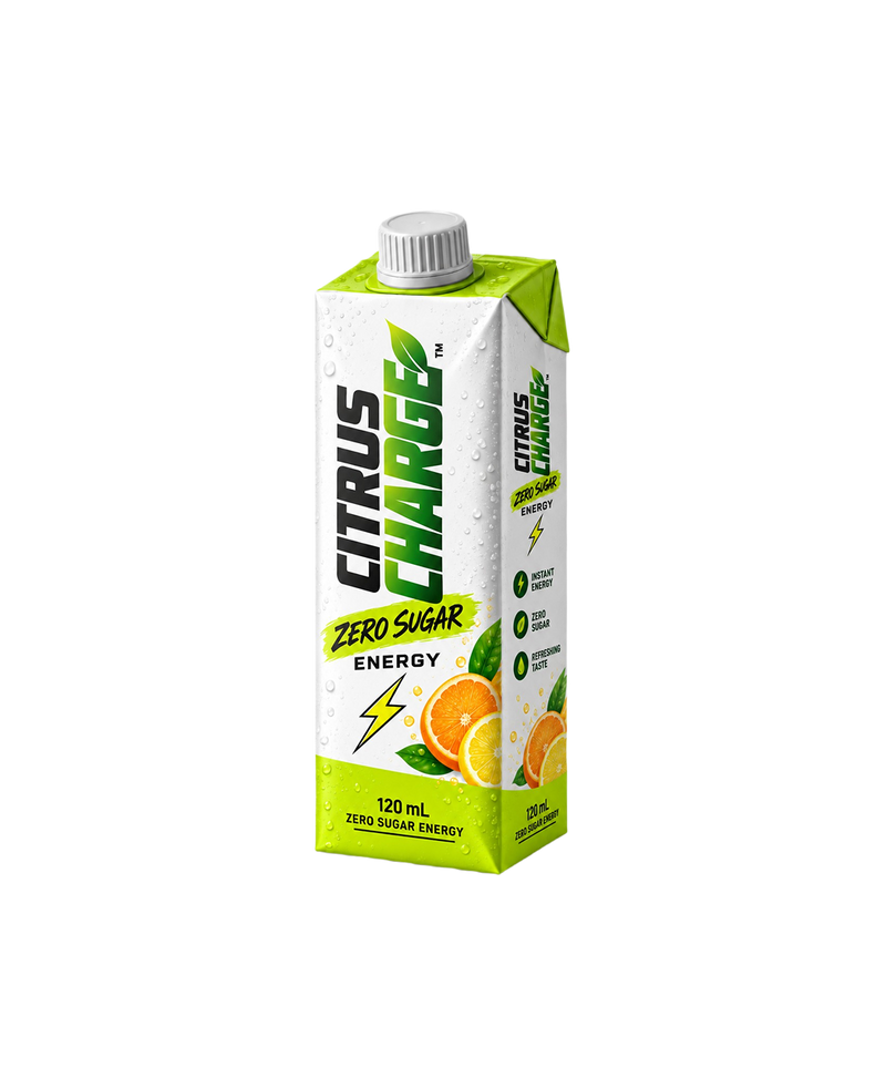 Citrus Charge Zero Sugar Energy Tetra Pack 120ml - Lifestyle Shot